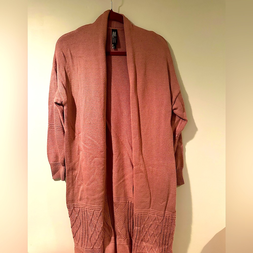 Marla Wynne light pink long knit sweater cardigan size Small